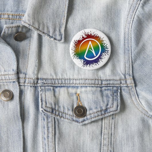 Paint Spritzer LGBTQ Pride Rainbow Atheist Symbol Button (Beispiel)