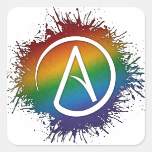 Paint Spritzer LGBTQ Pride Rainbow Atheist Symbol Quadratischer Aufkleber