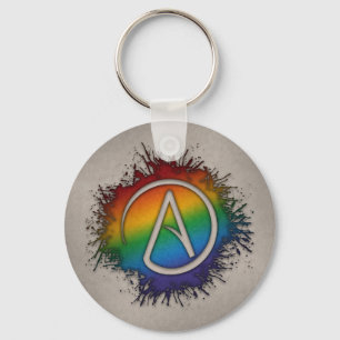 Paint Spritzer LGBTQ Pride Rainbow Atheist Symbol Schlüsselanhänger