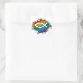 Paint Spritzer LGBTQ Pride Rainbow Christlich Fisc Quadratischer Aufkleber (Tasche)