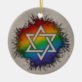 Paint Spritzer LGBTQ Rainbow Star von David Keramik Ornament (Vorne)