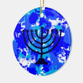 Paint Spritzer Menorah Keramik Ornament (Links)