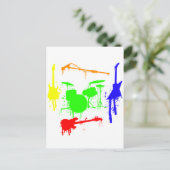 Paint Spritzer Musikinstrumente Band Graffiti Postkarte (Stehend Vorderseite)