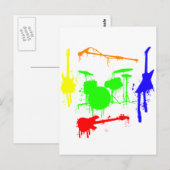 Paint Spritzer Musikinstrumente Band Graffiti Postkarte (Vorne/Hinten)