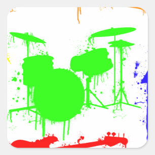 Paint Spritzer Musikinstrumente Band Graffiti Quadratischer Aufkleber