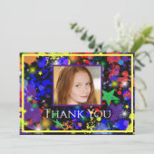 Paint Spritzer Neon Foto Danke, dass Sie die Karte (Stehend Vorderseite)