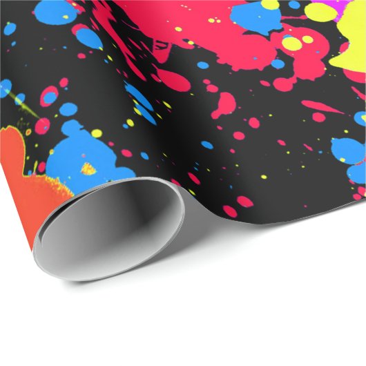 Paint Spritzer Neon, Imitate leuchten im Dunkeln, Geschenkpapier (Rolleneckpunkt)