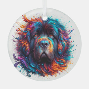 Paint Spritzer Newf Circle Ornament Aus Glas