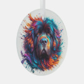 Paint Spritzer Newf Circle Ornament Aus Glas (Vorderseite Rechts)