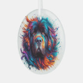 Paint Spritzer Newf Circle Ornament Aus Glas (Vorderseite links)