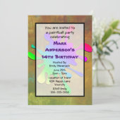 Paint Spritzer Paintball Geburtstag Einladung (Stehend Vorderseite)