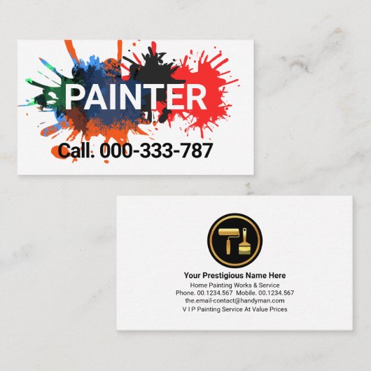 Paint Spritzer Painter Painter Service Visitenkarte (Vorne/Hinten)