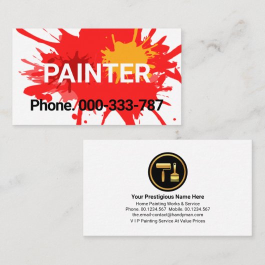 Paint Spritzer Painter Service Visitenkarte (Vorne/Hinten)