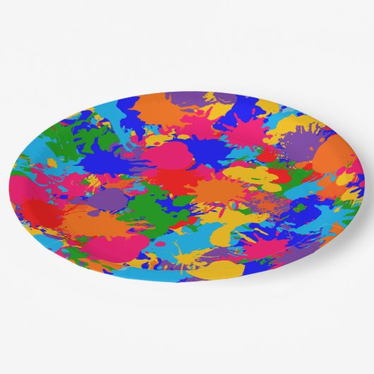 Paint Spritzer Pappteller (Schrägansicht)