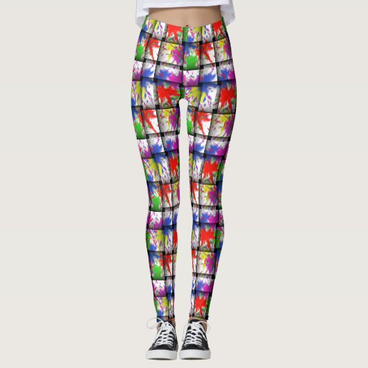 Paint Spritzer Pattern Handmade Yoga Leggings (Vorderseite)