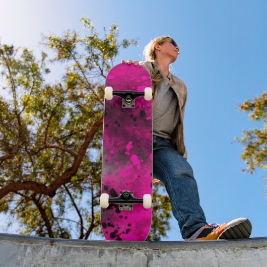 Paint Spritzer Pink Skateboard (Außen 1)