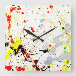 Paint Spritzer Quadratische Wanduhr