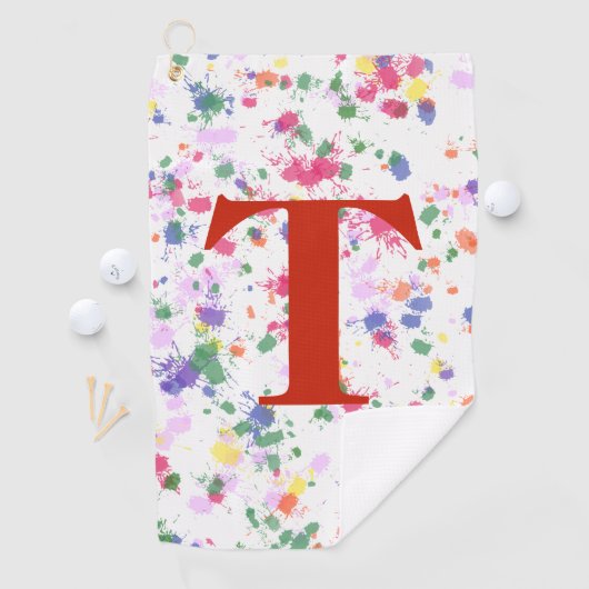 Paint Spritzer Red Mit Monogramm Golf Handtuch (Insitu)