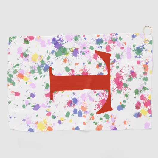 Paint Spritzer Red Mit Monogramm Golf Handtuch (Horizontal)