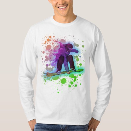 Paint Spritzer Regenbogen Snowboarder Männer lange T-Shirt (Vorderseite)