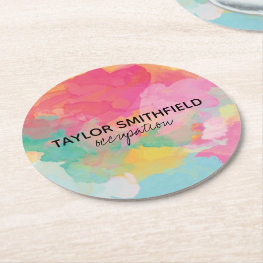 Paint-Spritzer Runder Pappuntersetzer (Angewinkelt)