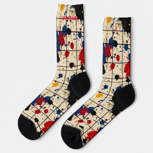 Paint Spritzer Socks mit lebendigem abstraktem Des Socken (Linkes Detail)