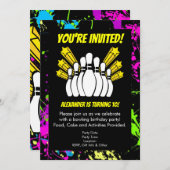 Paint Spritzer Stars Bowling Party Geburtstag Einladung (Vorne/Hinten)