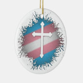 Paint Spritzer Transgender Pride Christlich Cross Keramik Ornament (Rechts)