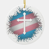 Paint Spritzer Transgender Pride Christlich Cross Keramik Ornament (Vorne)