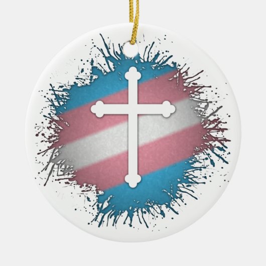 Paint Spritzer Transgender Pride Christlich Cross Keramik Ornament (Vorne)
