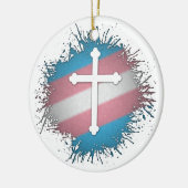 Paint Spritzer Transgender Pride Christlich Cross Keramik Ornament (Links)