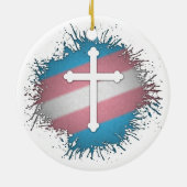 Paint Spritzer Transgender Pride Christlich Cross Keramik Ornament (Hinten)