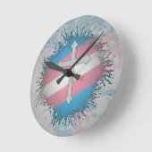 Paint Spritzer Transgender Pride Christlich Cross Runde Wanduhr (Winkel)