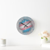 Paint Spritzer Transgender Pride Christlich Cross Runde Wanduhr (Zuhause)
