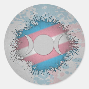 Paint Spritzer TransgenderTriple Goddess Moon Runder Aufkleber