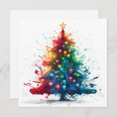 Paint Spritzer Weihnachtsbaumgrüßkarte Feiertagskarte (Vorne/Hinten)