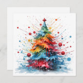 Paint Spritzer Weihnachtsbaumgrüßkarte Feiertagskarte (Vorne/Hinten)