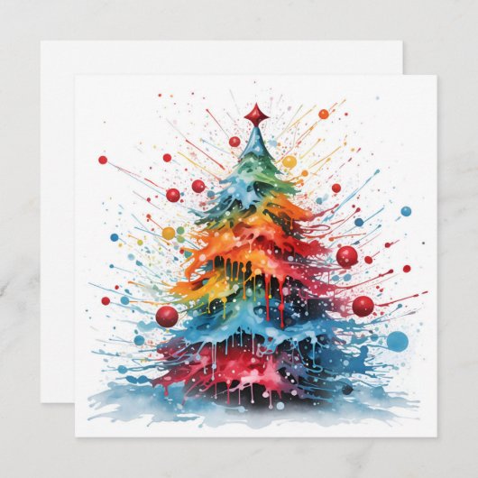Paint Spritzer Weihnachtsbaumgrüßkarte Feiertagskarte (Vorne/Hinten)