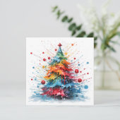 Paint Spritzer Weihnachtsbaumgrüßkarte Feiertagskarte (Stehend Vorderseite)