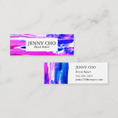 Paint Stripe handbemalte Textur pink blau lila Mini Visitenkarte (Vorne/Hinten)