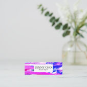 Paint Stripe handbemalte Textur pink blau lila Mini Visitenkarte (Stehend Vorderseite)