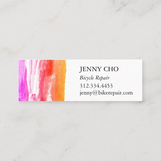 Paint Stripe handbemalte Textur rosa lila Gold Mini Visitenkarte (Rückseite)