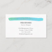 Paint Stripes Eleganter Blaue Grüne Minimal Visitenkarte (Rückseite)