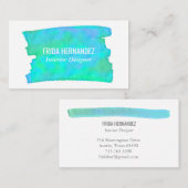 Paint Stripes Eleganter Blaue Grüne Minimal Visitenkarte (Vorne/Hinten)