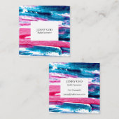 Paint Stripes farbenfroh strukturiertes Bild pink Quadratische Visitenkarte (Vorne/Hinten)