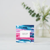 Paint Stripes farbenfroh strukturiertes Bild pink Quadratische Visitenkarte (Stehend Vorderseite)