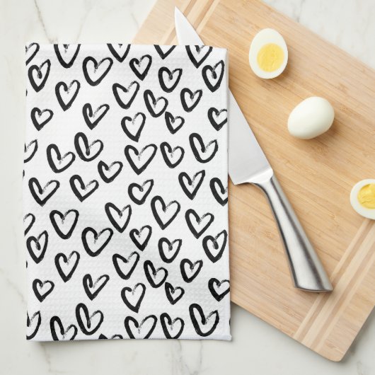 Paint Stroke Herzmuster Geschirrtuch (Viertel Falte)