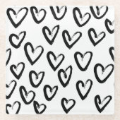 Paint Stroke Herzmuster Glasuntersetzer (Vorderseite)