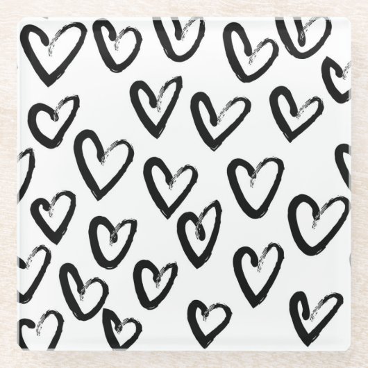 Paint Stroke Herzmuster Glasuntersetzer (Vorderseite)