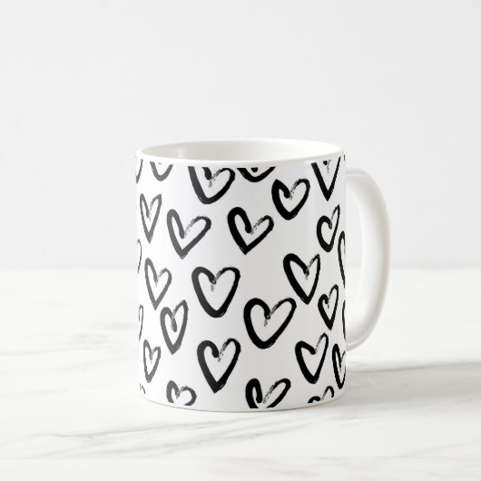 Paint Stroke Herzmuster Kaffeetasse (VorderseiteRechts)